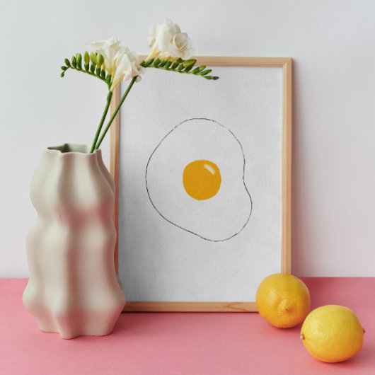 Poster Mur d'oeufs frit minimaliste Art. Cuisine Drôle No