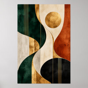 Poster Mur doré géométrique abstrait cercle de couleur ém