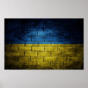 Poster Mur du drapeau ukrainien