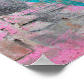 Poster Mur en brique patiné exposé avec poteau de rue déc (Coin)