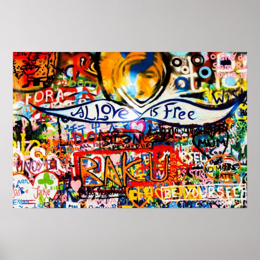 Poster Mur en raphia coloré, street art (Devant)