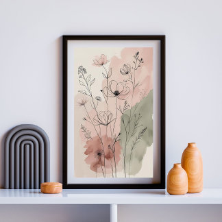 Poster Mur floral Abstrait moderne Art VII