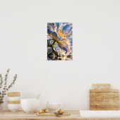 Poster Mur Géant Fleur Fantasy Paysage Bleu et Crème (Cuisine)