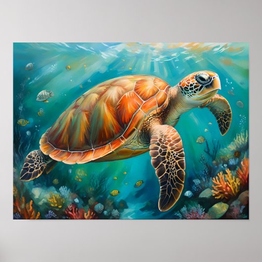 Poster Mur Majestueux de tortue de mer, Décor d'inspirati (Devant)