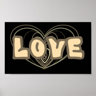 Poster mural avec Amour et images de coeur