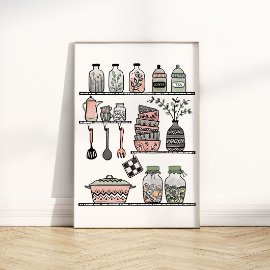 Poster mural de cuisine Boho-chic Pastel du milieu