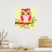 Poster mural de la chouette rose (Cuisine)