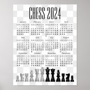 Poster mural du calendrier des échecs 2024
