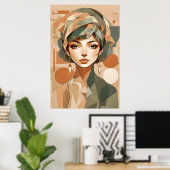 Poster mural géométrique Portrait de femme Boho Ab (Bureau à domicile)
