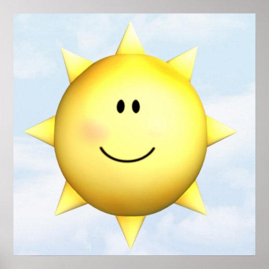 Poster mural happy face sunshine 23x23 customize (Devant)