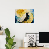 Poster murale couleur silhouette aquarelle (Bureau à domicile)