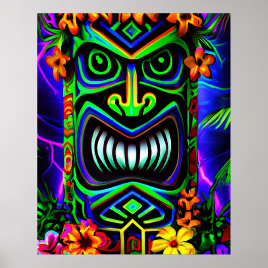 Poster murale de totem Tiki couleur vive Imprimer (Devant)