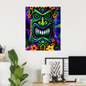 Poster murale de totem Tiki couleur vive Imprimer (Bureau à domicile)