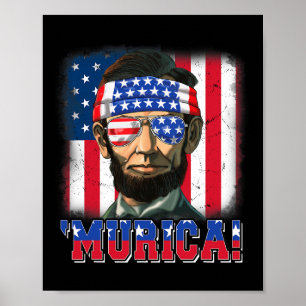 Poster Murica Abe Lincoln 4 juillet Murica Patriotique Mo