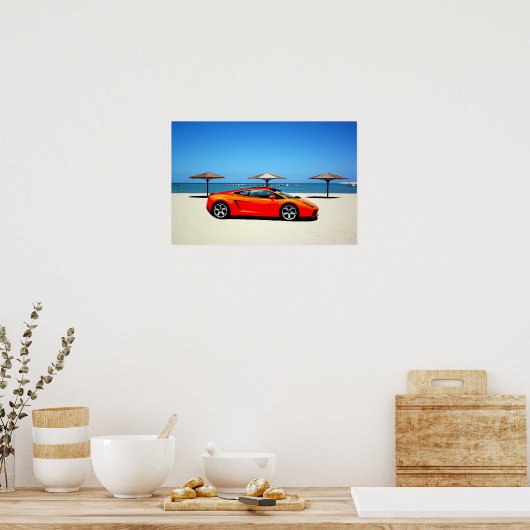Poster Musar Car Orange sur la plage (Cuisine)