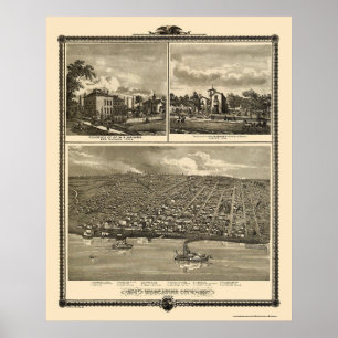 Poster Muscatine City, IA Carte panoramique - 1875
