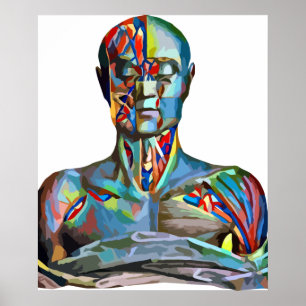Poster Muscle Anatomie Homme Colorful Art Abstrait
