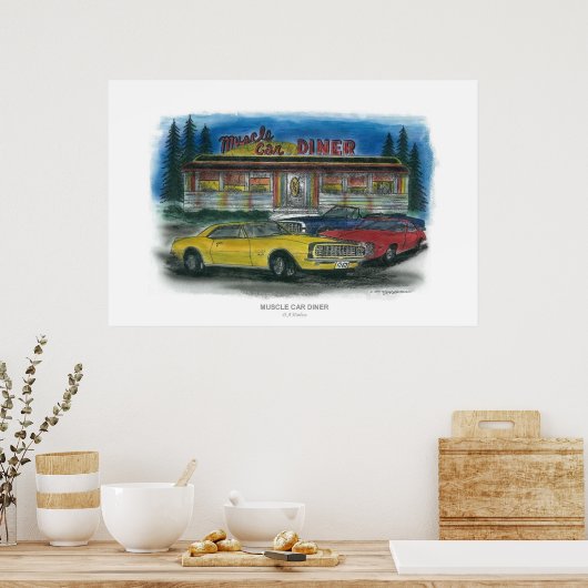 Poster MUSCLE CAR DINER imprimer (Cuisine)