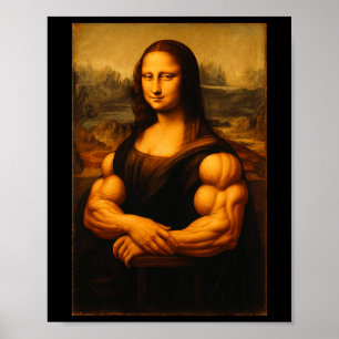 Poster Muscle Mona Lisa Bodybuilder Poids Gymnase Et