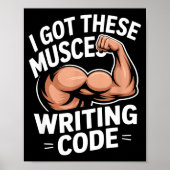 Poster Muscles drôles écrivant du code disant programmeur (Devant)