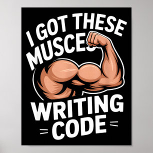 Poster Muscles drôles écrivant du code disant programmeur
