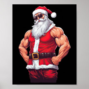 Poster Musculaire Santa Claus Bodybuilding Fitness Gym Ch