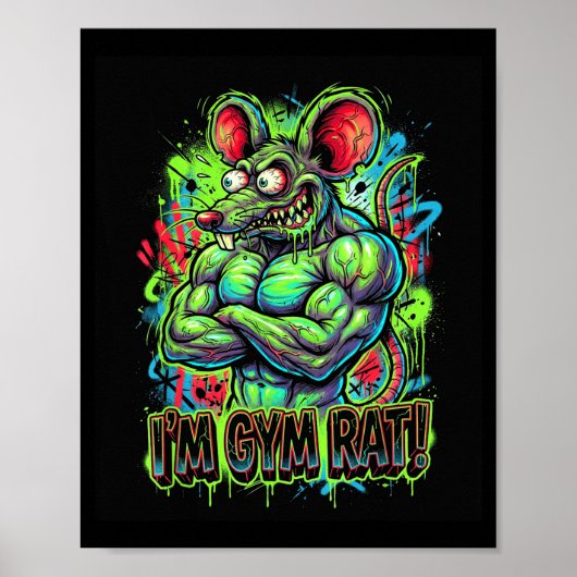 Poster Muscular Gym Rat Bodybuilder Graffiti Workout Fitn (Devant)