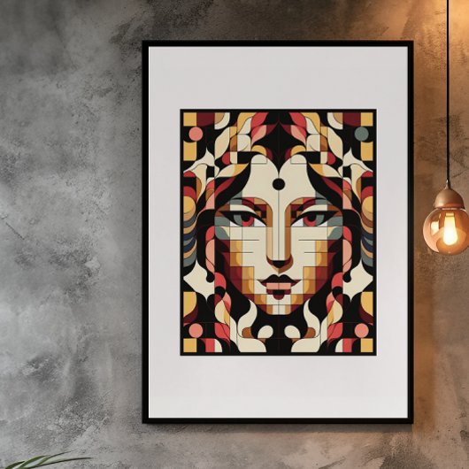 Poster Muse moderne : Une fusion de cubisme et de couleur