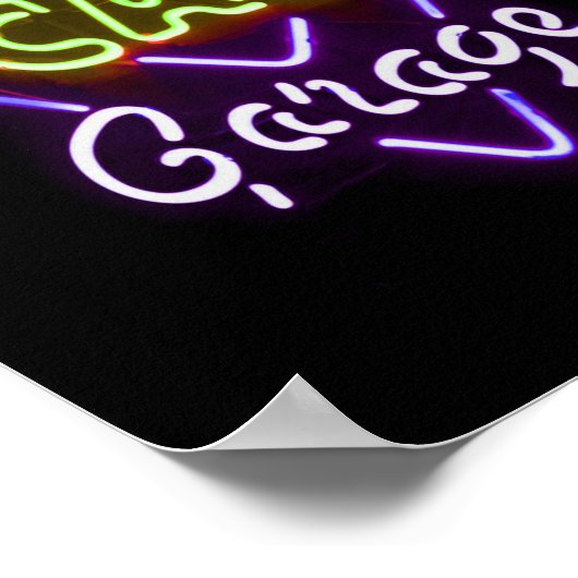 Poster Museau Garage Neon Signal bleu vert (Coin)
