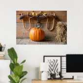 Poster Musée des Agriculteurs. Citrouille en grange avec (Bureau à domicile)