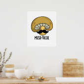 Poster Mush-tache Funny Moustach Mushroom Pun (Cuisine)