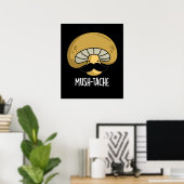 Poster Mush-tache Funny Moustach Mushroom Pun Dark BG (Bureau à domicile)