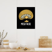 Poster Mush-tache Funny Moustach Mushroom Pun Dark BG (Cuisine)