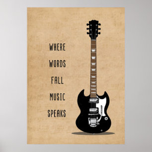 Poster Music Art Where Words Fall Music Speaks