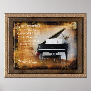 Poster Music Expression -- Victor Hugo Quote - Art Print
