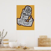 Poster Music Is My Life - Vintage Microphone Drawn  (Cuisine)