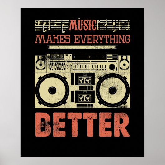 Poster Music Makes Everything Better Old School Boom (Devant)
