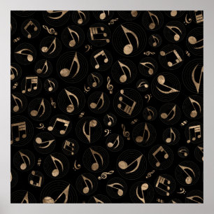 Poster Music Pattern - Black and gold
