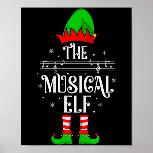 Poster Musical Elf Xmas Christmas Matching Family Elf Squ (Devant)