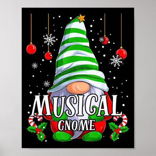 Poster Musical Gnome Christmas Pajamas Matching Family Gr (Devant)
