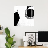 Poster Musical Noir Blanc Abstrait Acoustique Guitare (Bureau à domicile)