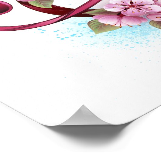 Poster Musical treble clef notes with sakura flowers (Coin)