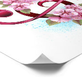 Poster Musical treble clef notes with sakura flowers (Coin)