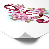 Poster Musical treble clef notes with sakura flowers (Coin)
