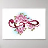 Poster Musical treble clef notes with sakura flowers (Devant)