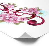 Poster Musical treble clef notes with sakura flowers (Coin)