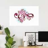 Poster Musical treble clef notes with sakura flowers (Bureau à domicile)