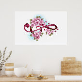 Poster Musical treble clef notes with sakura flowers (Cuisine)