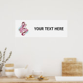 Poster Musical treble clef notes with sakura flowers (Cuisine)