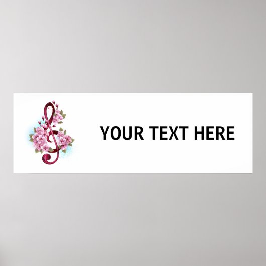 Poster Musical treble clef notes with sakura flowers (Devant)
